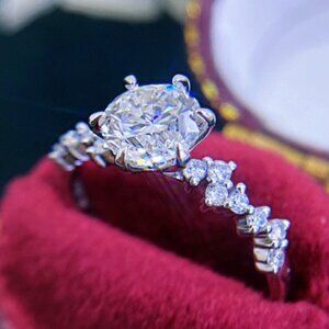 🎁Engagement Anillos Pure Round CZ Silver Plated Beautiful Dainty Ring,UNVN12193